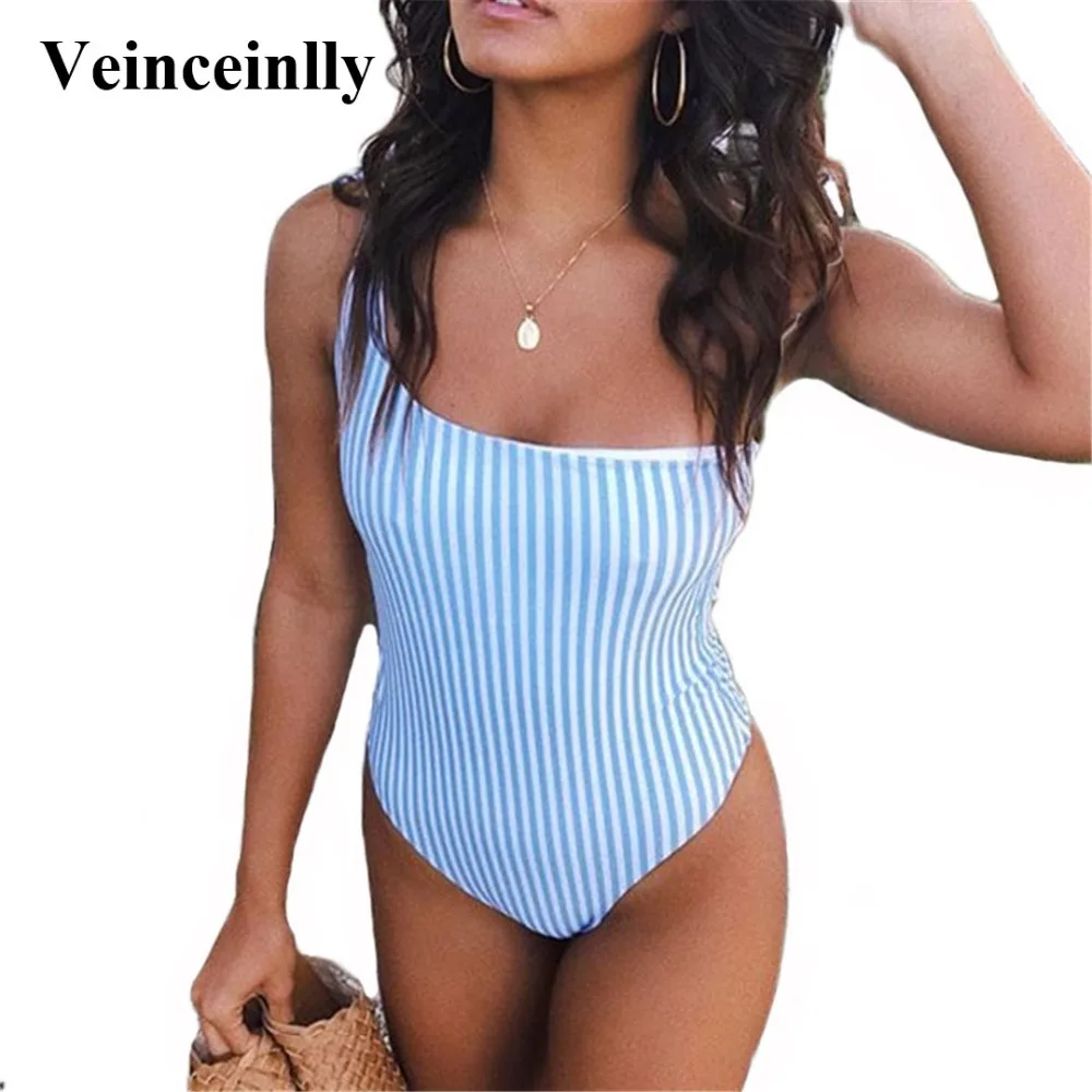 Buy 2018 Women Swimwear Striped One Piece Swimsuit