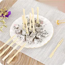 80 pçs de bambu descartável catering garfos frutas vara dedo comida picareta aperitivo plástico aperitivo antipasti nova marca moda