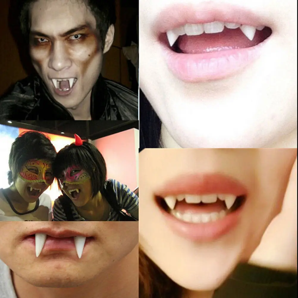 

N2HAO High Quality 4 PCS Dress Vampire Teeth Halloween Party Dentures Props Vampire Zombie Devil Fangs Teeth