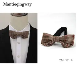 Mantieqingway шерсть Bowties Gravatas одноцветное Цвет тонкий галстук мужской полиэстер плед Bowknots Бизнес галстуки мужские свадебные
