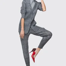 Miyake Мода flod тонкий воротник с длинным рукавом однобортный Тонкий пальто