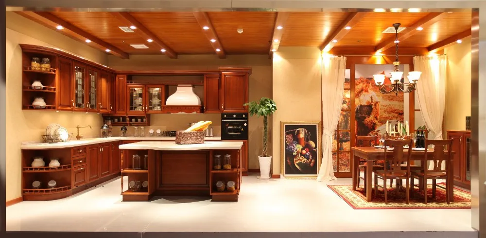 Твердые деревянные кухонные шкафы(LH-SW061