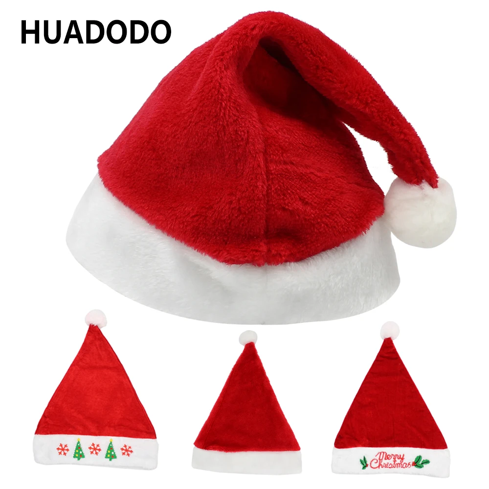

HUADODO Red Christmas Hat Soft Plush Santa Clause Hat for Christmas Decoration Christmas Party Hats Xmas Cap Xmas Party Supplies