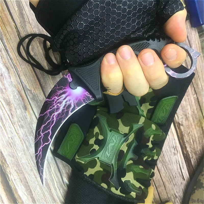 

PEGASI csgo7.5-inch lightning pattern stylish claw knife delivers scabbard and neck rope for easy carrying tactical claw knife
