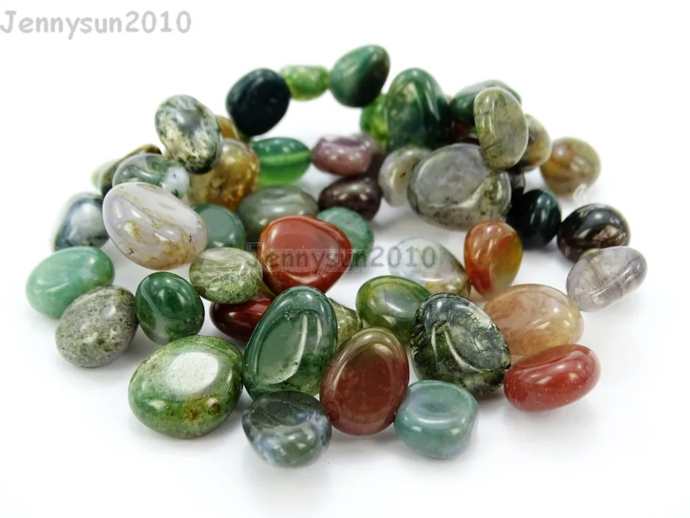 

Natural Indian Ag-ate Gems Stone Freeform Flat Teardrop Drop Barpque Beads 16'' Jewelry Making Crafts 5 Strands/Pack