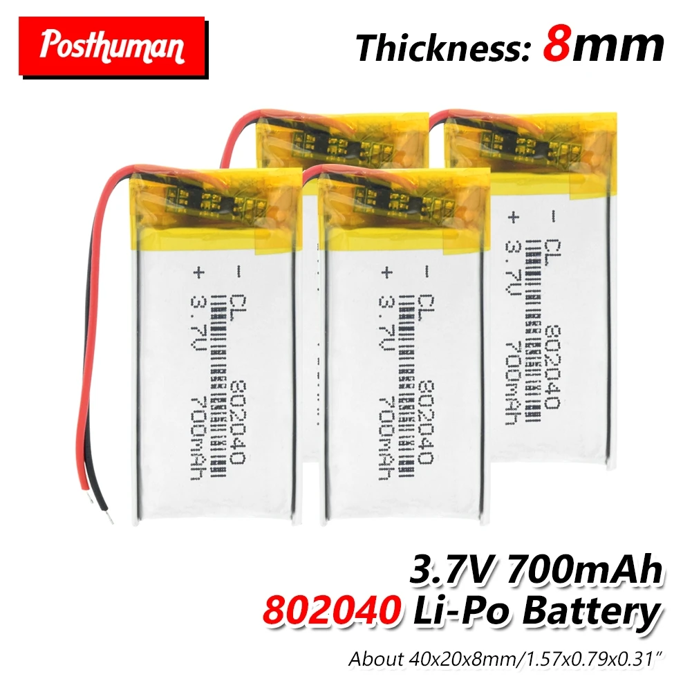 802040 полимерный аккумулятор 700 mah 3,7 V литий-ионный аккумулятор для умного дома dvr gps MP3 MP4 Bluetooth динамик ручка для чтения DIY