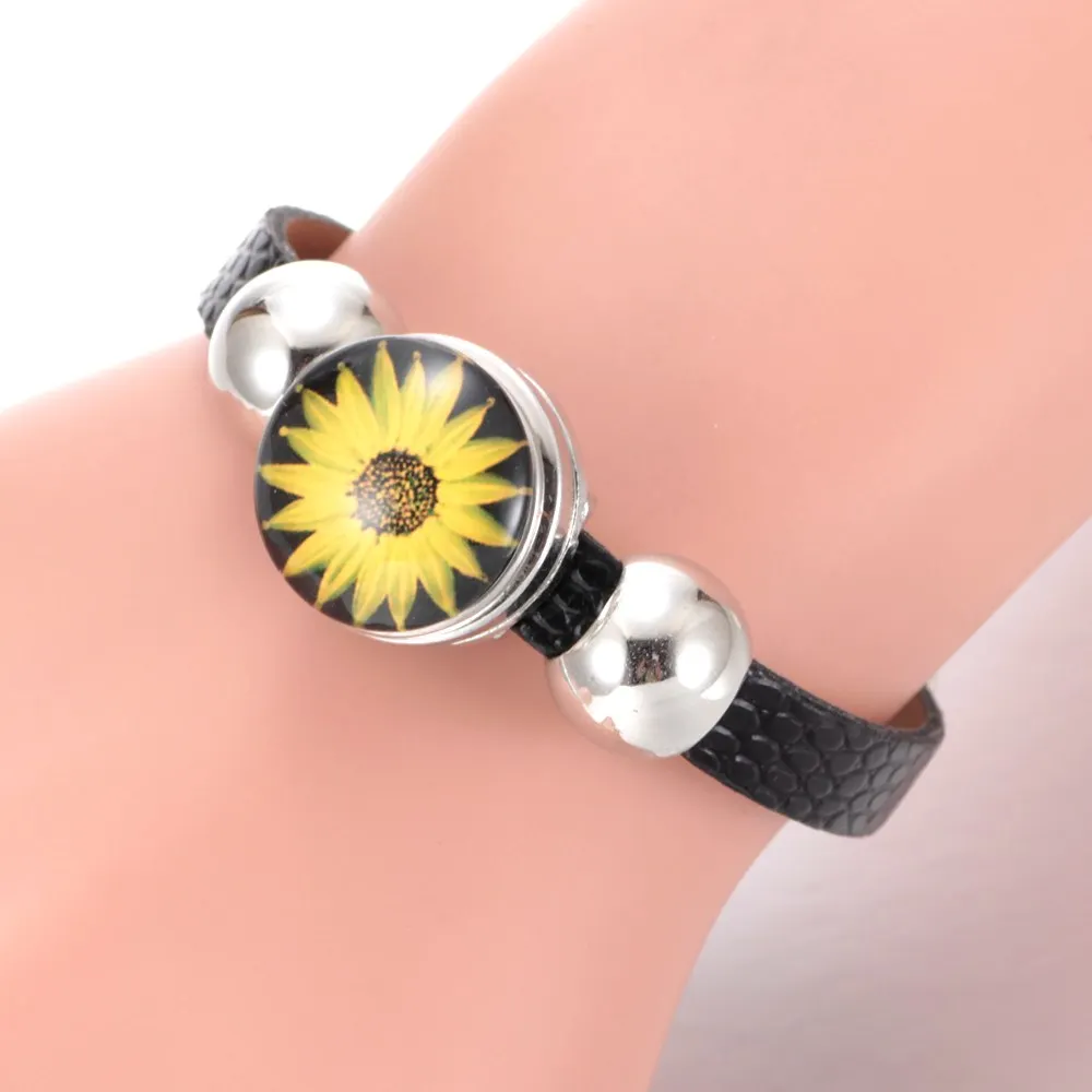 New Arrivals 15 Colors Cheaper PU Leather DIY Armband 18mm Snap Button Bracelet Jewelry SZ0281|bracelet jewelry|button braceletsnap button bracelet |