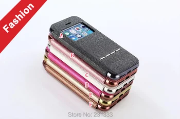 

Wallet Leather Electroplate TPU Pouch Case For Iphone 7 PLUS 6 6S SE 5S Samsung Galaxy S7 S6 EDGE View Window Smart Touch 100pcs