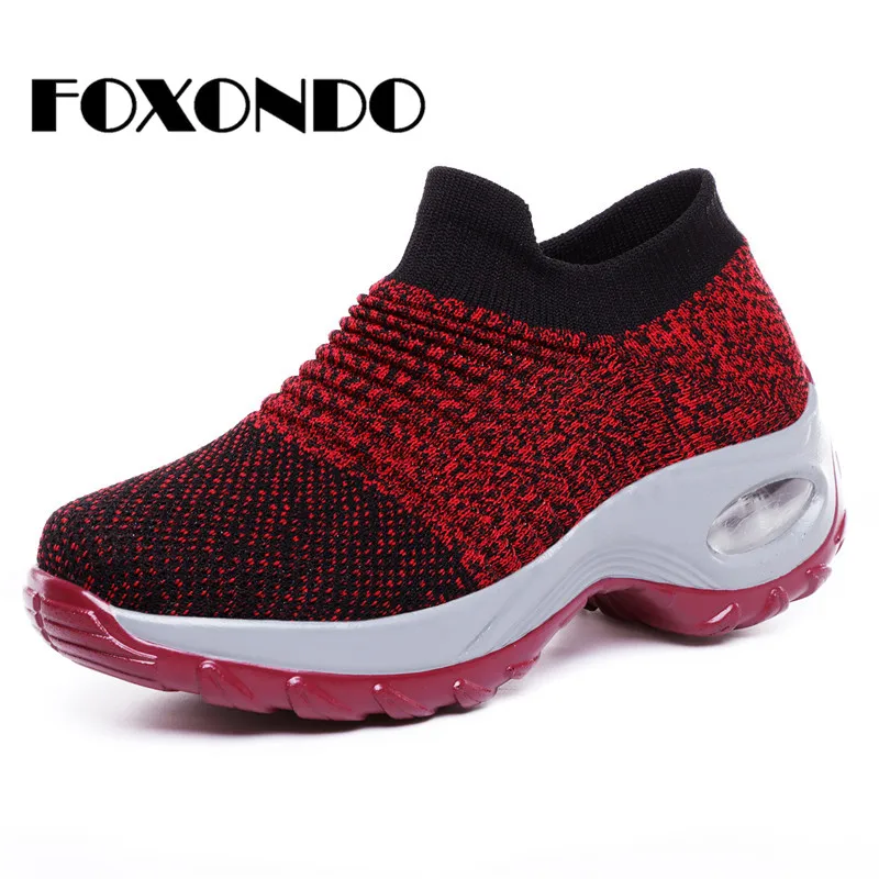 Foxondo 2019 Весенняя Новинка Для женщин спортивная обувь на плоской подошве слипоны
