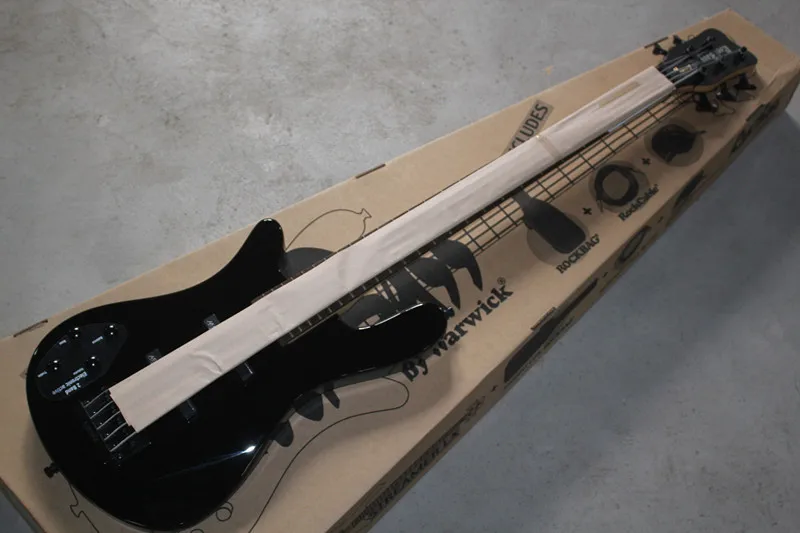 Factory custom 5 strings 24 frets black Fortress electric bass guitar
