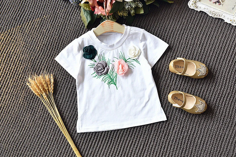 HE Hello Enjoy/детская одежда летний комплект для девочек, футболка с короткими рукавами с розами+ юбка с принтом комплекты из 2 предметов одежда для маленьких девочек