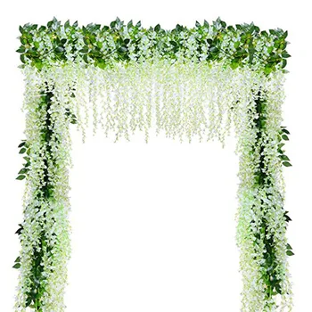 

6pcs Artificial Wisteria Vine Hanging Garland Silk Flowers String Home hen Party Wedding bouquet church bridal shower Decoration