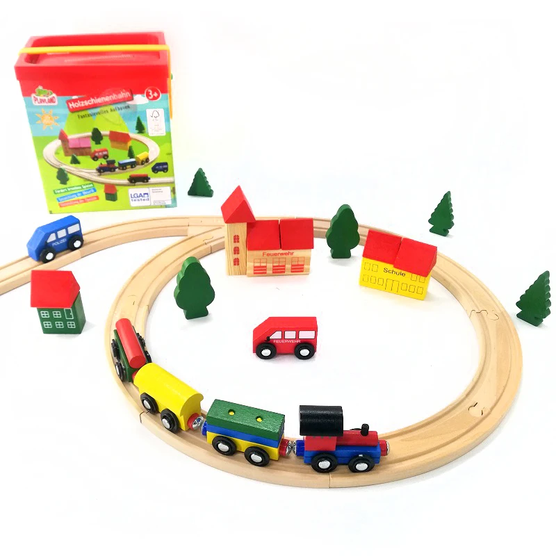 Holz Zug Schiene Auto Set Holz Zug + Szene + Track Set