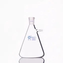 Фильтровальная колба с боковой трубкой, емкость 1000 мл, Заземленный рот 24/40, треугольная фляга с трубками, фильтр Erlenmeyer бутылка