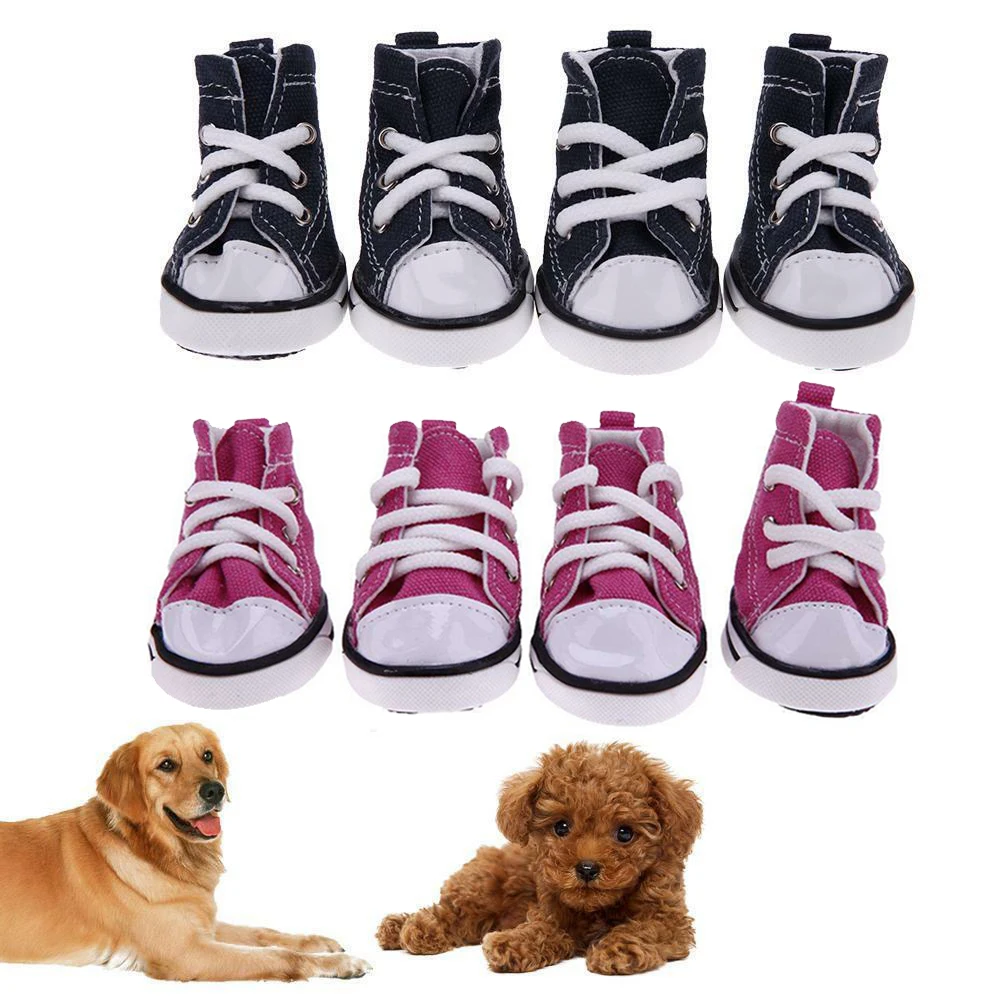 Модные однотонные летние ботинки для собак; спортивная нескользящая обувь из джинсовой ткани для щенков; кроссовки для маленьких собак