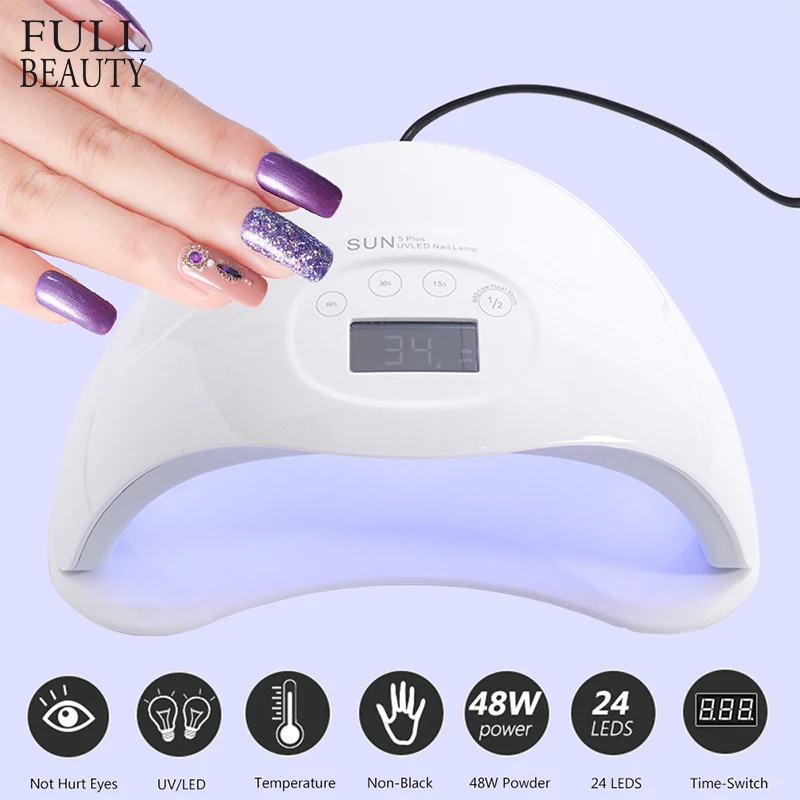 

48W UV Lamp LED Nail Lamp For All Gel Dryer Sun Light Smart Sensing 15s Timer Nail Art Curing Machine Lamp Manicure CHSUN5Plus
