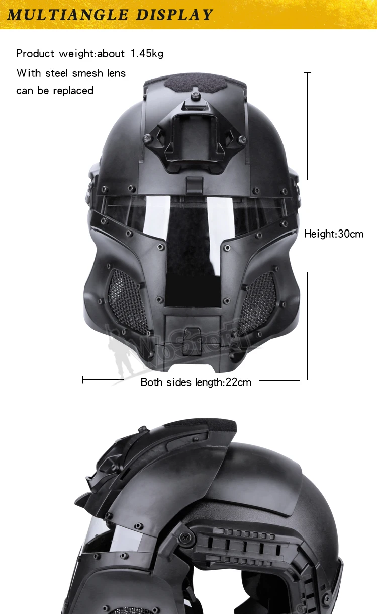 Тактический армейский боевой шлем страйкбол Пейнтбол Полный покрытый средневековый Железный воин шлем Мужчины Стрельба Охота военные шлемы
