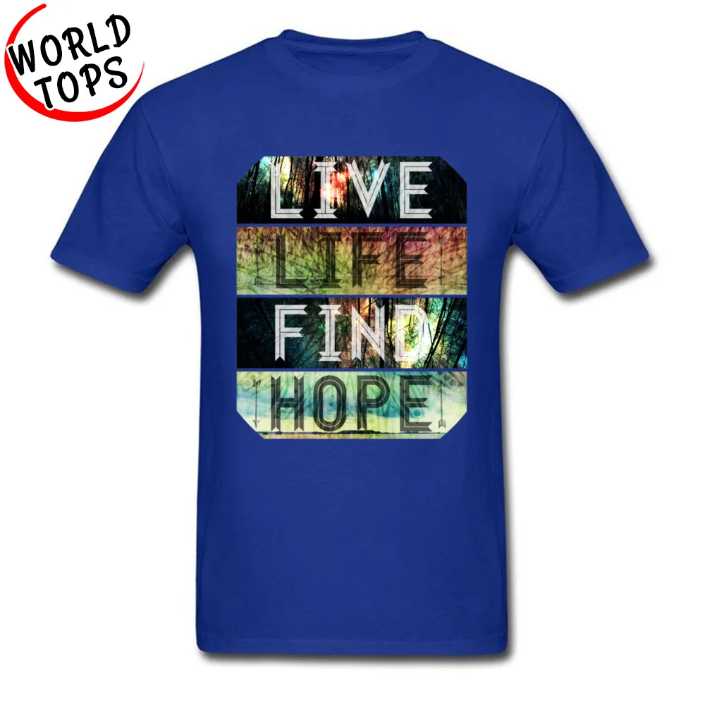 Live. Life. Find. Hope T-shirts for Men Summer Summer Tops & Tees Short Sleeve Retro Unique Tops Shirts Round Neck Cotton Live. Life. Find. Hope blue