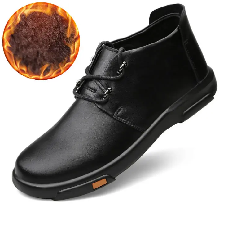 Г., теплые мужские ботинки из натуральной кожи осенне-зимние ботильоны модная повседневная обувь на шнуровке мужская обувь
