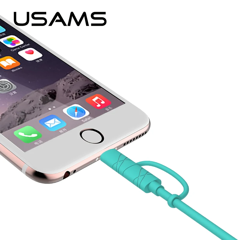 Usams مايكرو usb كيبل 1 متر 2a أسرع شحن الهاتف المحمول كابل للآيفون 6 7 7 زائد كابل