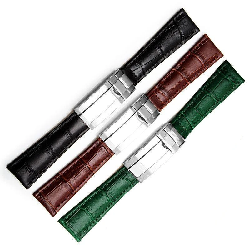 

TJP New 20MM Black Green Brown Blue Genuine leather Strap For DAYTONA SUBMARINER GMT Explorer Replace Role Watchband Bracelet