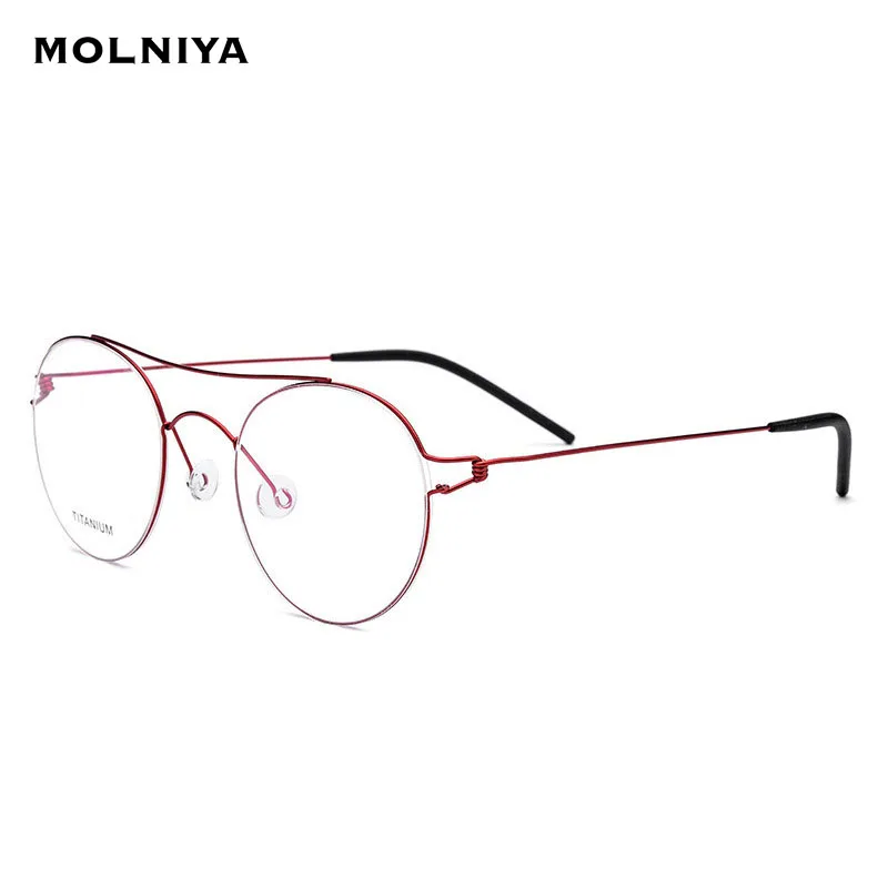 

2019 Titanium Alloy Optical Glasses Frame Women Vintage Myopia Prescription Eyeglasses Men Red Korean Denmark Screwless Eyewear