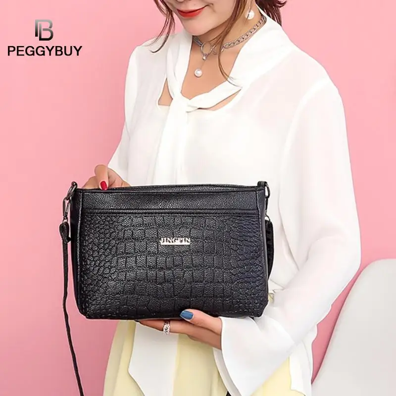 Women's Handbga Bolsas Solid Color Leather Classic Zipper Crossbody Shoulder Bags Women Alligator PU Leather Crossbody Bags Women's Handbga Bolsas Solid Color Leather Classic Zipper Crossbody Shoulder Bags Women Alligator PU Leather Crossbody Bags