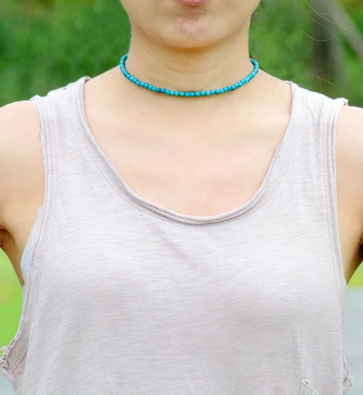 Women Chokers 4MM Natural Stone Choker Necklace 2021 Womens Simple Collar Necklace Neck Choker Steampunk Jewelry Dropship - Image 2