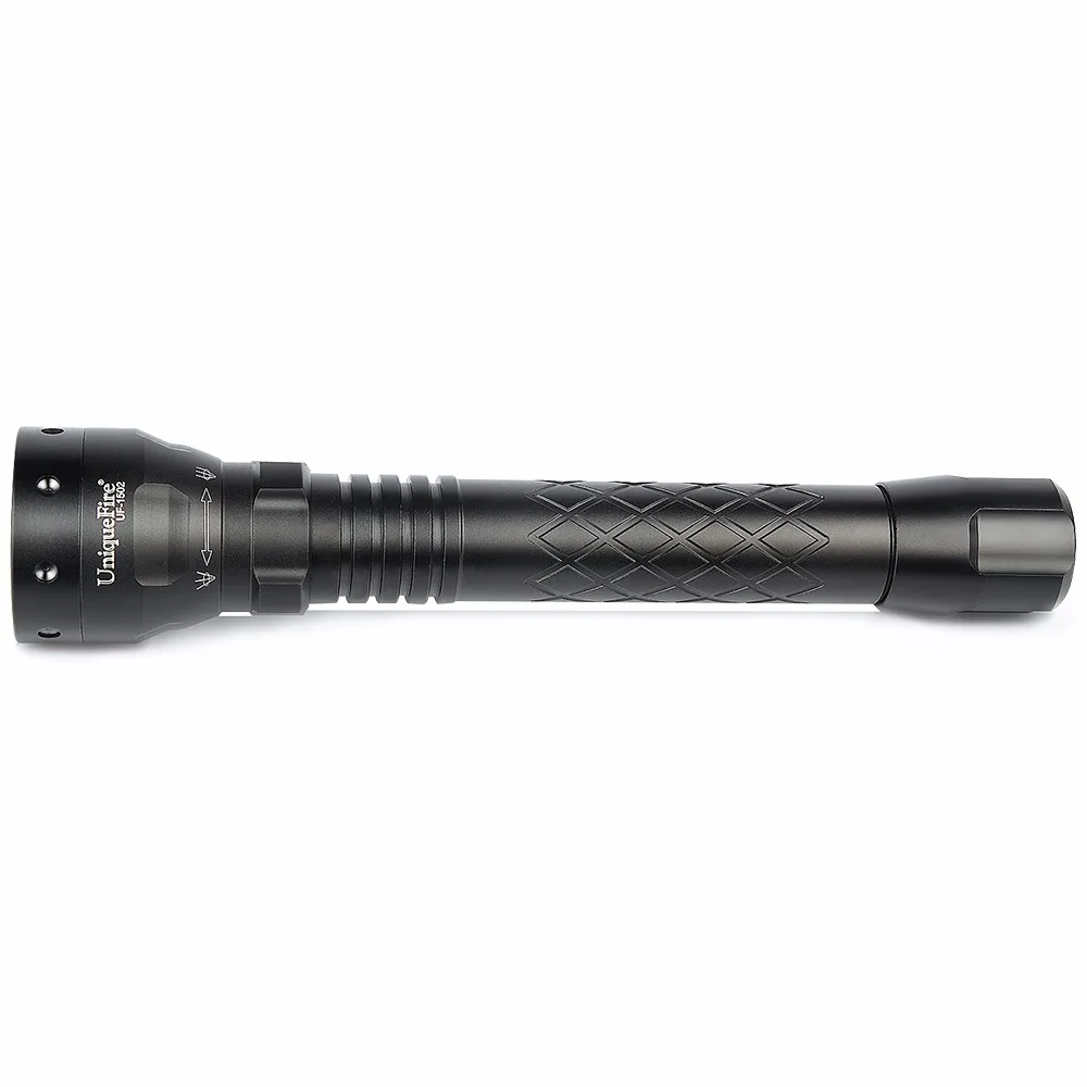 Uniquefire 1502 XML t6 LED Zoomable diving Flashlight torch white light for Camping tactical+two slot charger+gun mount+rat tail2