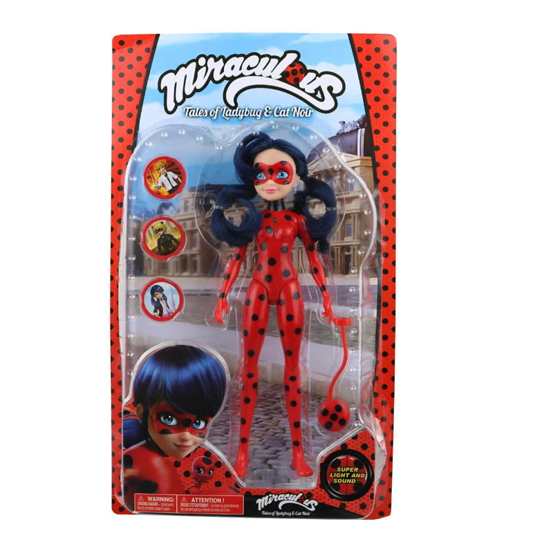 27cmwith lighting and music PVC Lovely Ladybird Adrien Noir Agreste Cat Action Figure Model Toys for