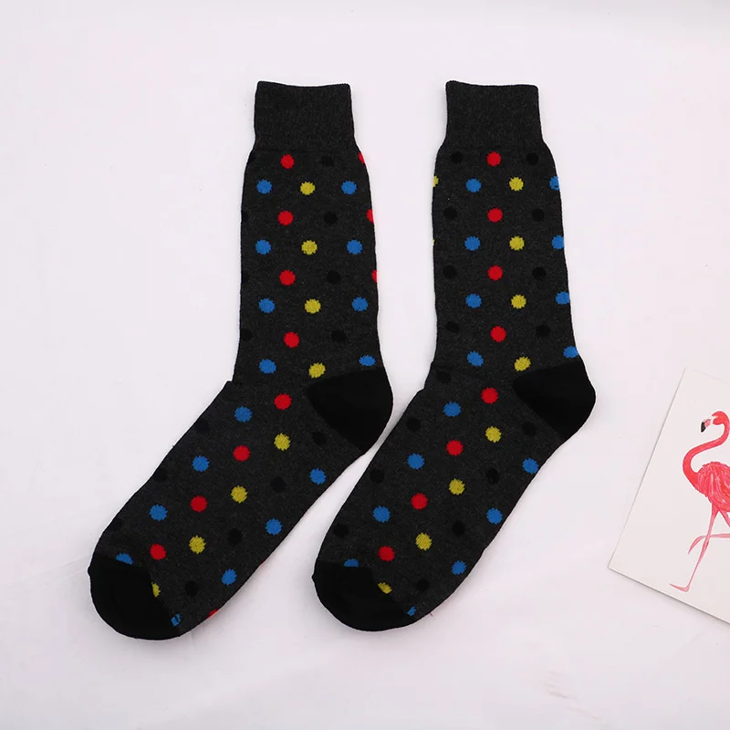 Hot Sale Casual Mens Long Socks New Autumn And Winter Plaid Multi-color Retro Cotton Dot socks - Цвет: Фуксия