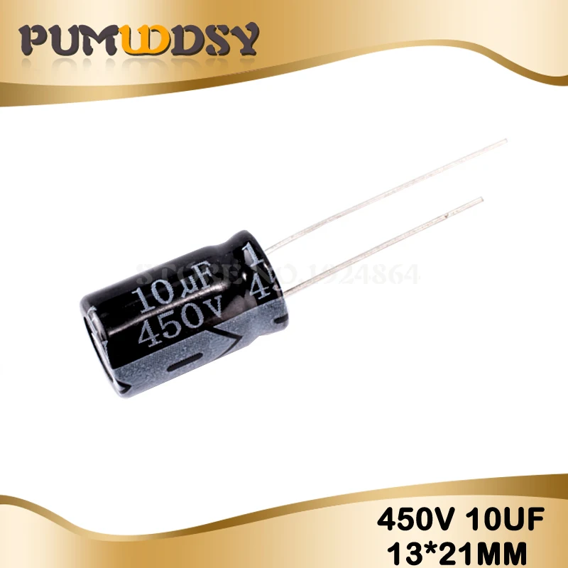 10pcs 10uF 450V Electrolytic Capacitor 450V10UF 13x21mm