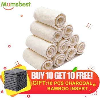 

[Mumsbest]BUY10GET10 FREE Bamboo Inserts Reusable Nappies Super Absorbency Gray Charcoal Bamboo Insert Soft Nappies Liner