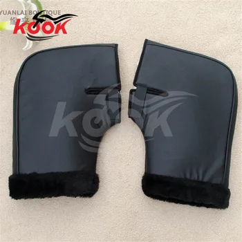 PU Leather motorcycle Protective Gears plush motorbike glove winter keep warm Windproof black men motocross warmth
