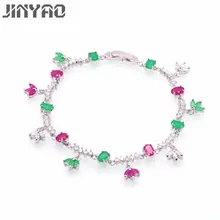 JINYAO модные разноцветные красные циркониевые золотого цвета браслеты с подвесками Свадебные украшения для вечеринок подарочные браслеты индийские ювелирные изделия