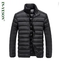 Новое поступление, ультра легкий пуховик для мужчин, простой дизайн, классические куртки с воротником-стойкой на 90% белом утином пуху, мужские брендовые зимние куртки для мужчин