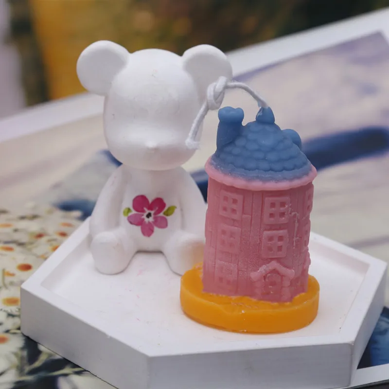 3D Castle Shape Candle Molds Aroma Plaster Clay Crafts For Decoration House Handmade Candle Soap Making Mould