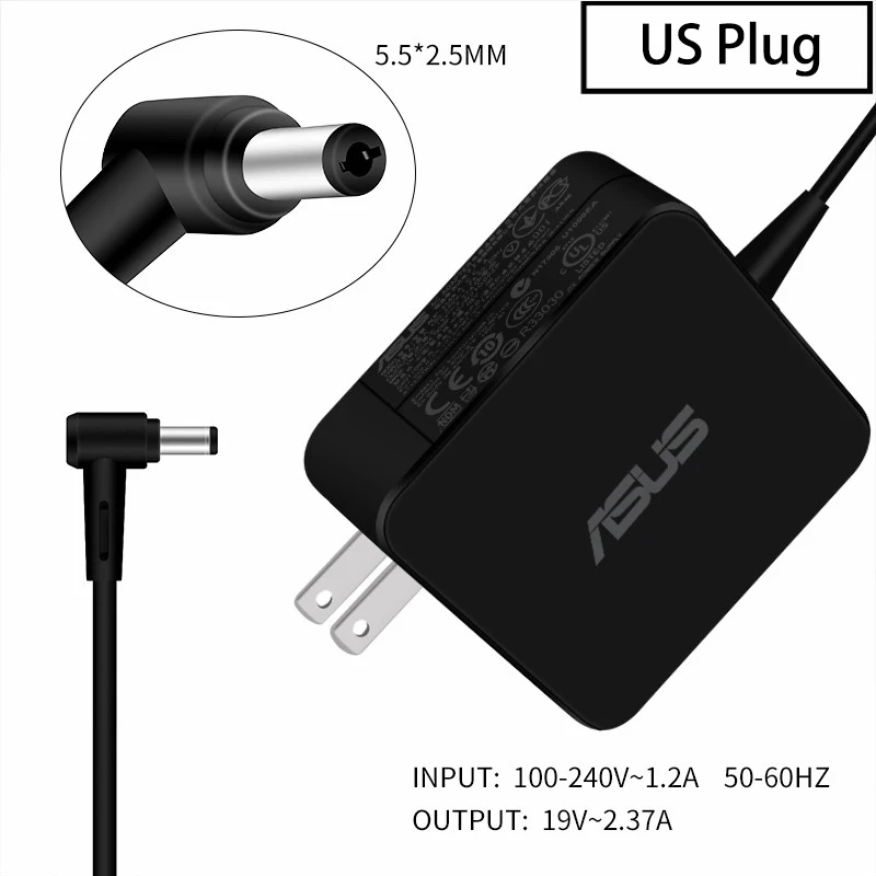For Asus laptop adapter 19V 2.37A 45W 5.5*2.5mm AC Adapter Power Charger For ASUS A52F X450 X450L X550V X501LA X550C X551CA X555