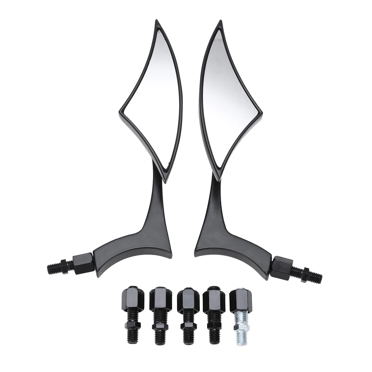 Mayitr 1Pair ABS Integrated CNC Aluminum Rearview Mirrors Black Side Mirror For Motorcycle Cruiser Chopper 8/10MM