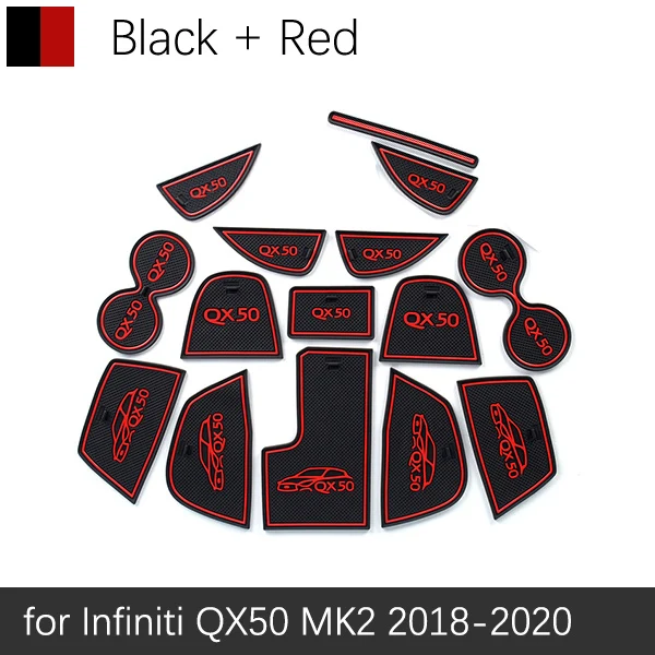 Противоскользящими резиновыми затворный слот коврик для Infiniti Q50 QX30 QX50 QX56 QX80 JX35 QX60 аксессуары наклейки 2010 20012 - Название цвета: Red QX50 18-20