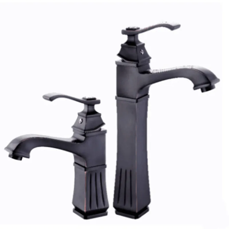 

Copper European retro villa bathroom faucet black hot and cold water basin faucet