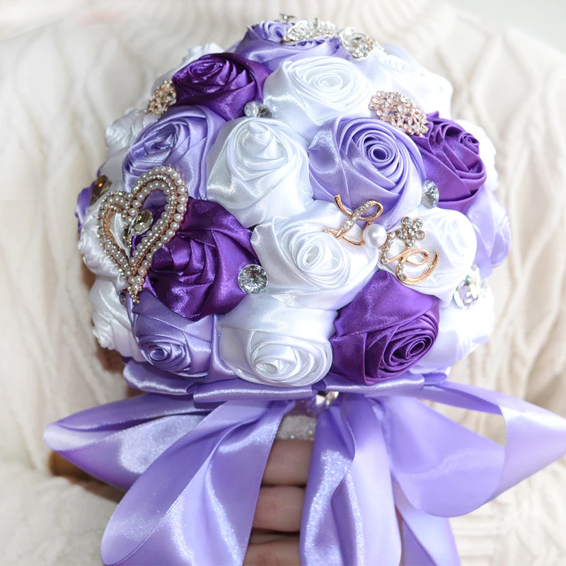 2017 Люкс Для Невесты Свадебный Букет Дешевые Новый Роскошный Кристалл Фиолетовый
