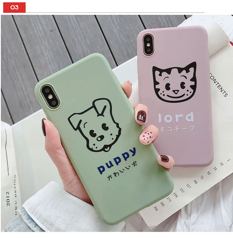 Dog Cat TPU Case For iPhone 8 8plus 7 7 Plus Phone Case Cute Silicone For iphone 6 s 6s Plus X XR XS Max Cases Cover Coque Bag (18)