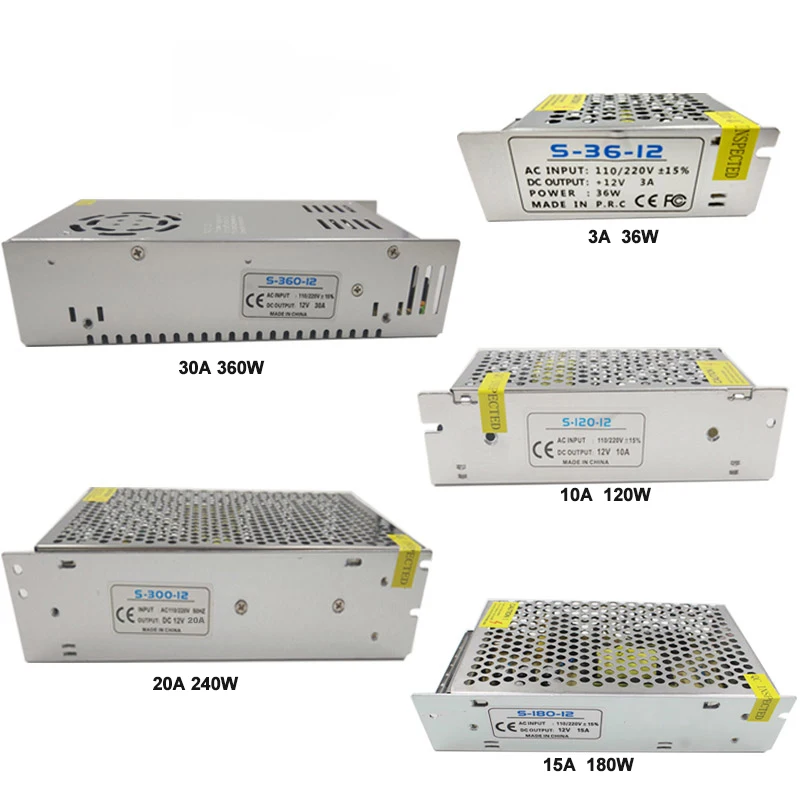 Блок питания для светодиодной ленты 220 В до В 12 В светодиодный блок 10A 30A 25A 3A 2A 1.25A Светодиодный драйвер 12V Зарядное устройство Адаптер