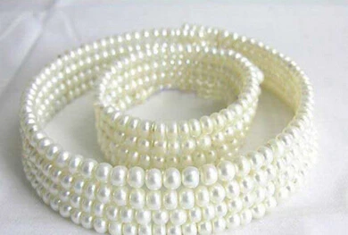 

Jewelry 001391 Pretty 4 Rows Genuine White Pearl Necklace Bracelet Set