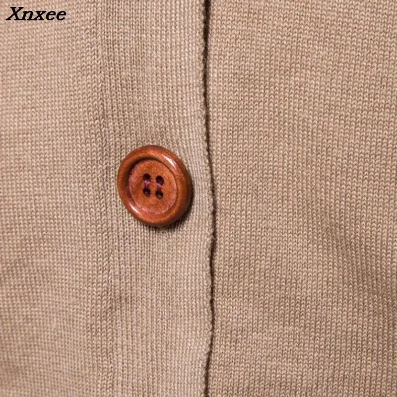 Xnxee осенний мужской свитер, Повседневный свитер с v-образным вырезом и пуговицами, длинный рукав, Хлопковый вязаный кардиган, приталенный, Pull Homme, многоцветный