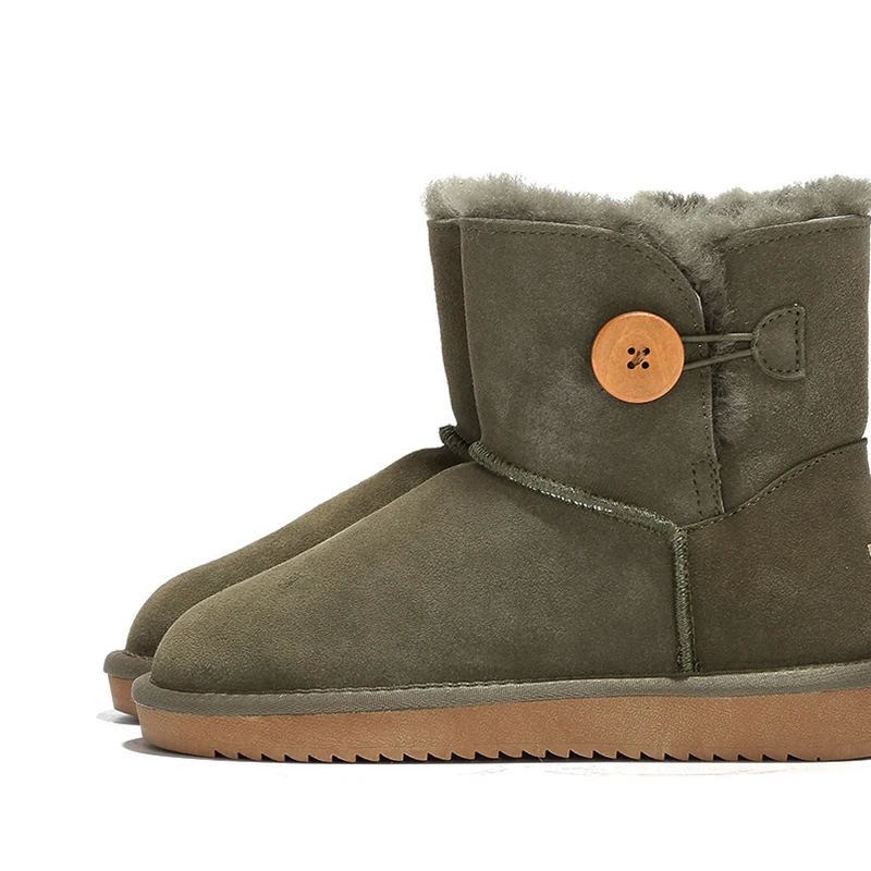 Ceny GRWG 2020 nowy marka prawdziwej skóry 100% wełniane śniegowce dla kobiet mini przycisk botki zimowe buty darmowa wysyłka
