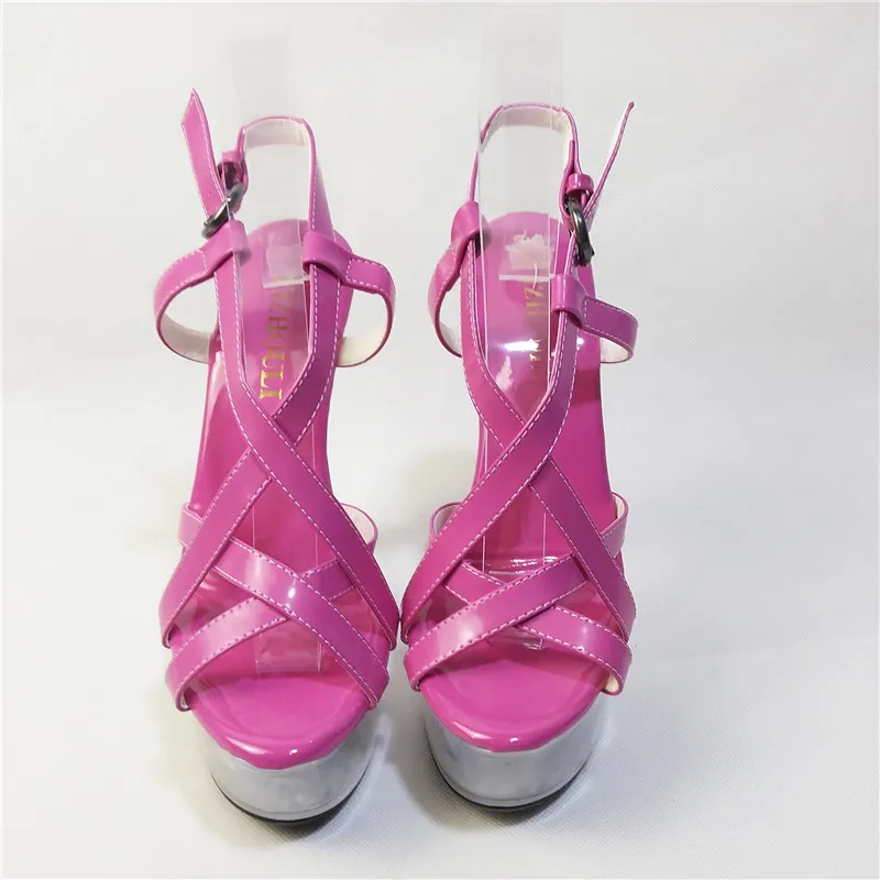 15cm Sexy Super High Heel Platforms Crystal Sandals 6 inch women summer shoes Exotic Dancer sexy pole dancing shoes