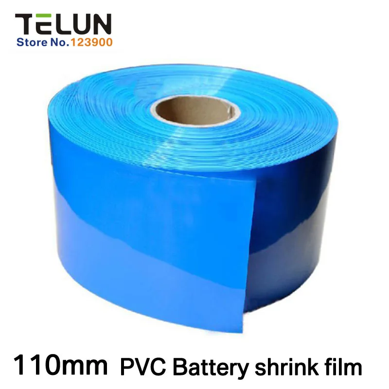 Free shipping 2m long 110mm wide 18650 battery PVC heat shrinkable tube shrink film packaging