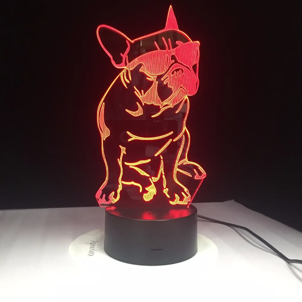 

Wearing Sunglasses Dog 3d Lamp 7 Color Led Night Lamps For Kids Touch Led Usb Table Lampara Lampe Sleeping Nightlight Drop Ship
